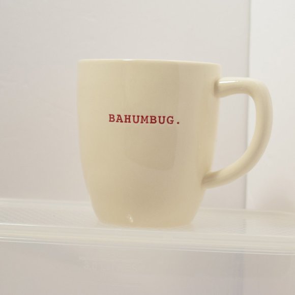 Christmas Rae Dunn BAHUMBUG Mug White Red Letters Holiday Cup New Magenta Coffee - Picture 1 of 10